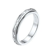 Silvora S925 Sterling Silver Fidget Rings Embossed Celtic Spinner Rings Anxiety Stress Relieving Band Gifts for Women, Size 8